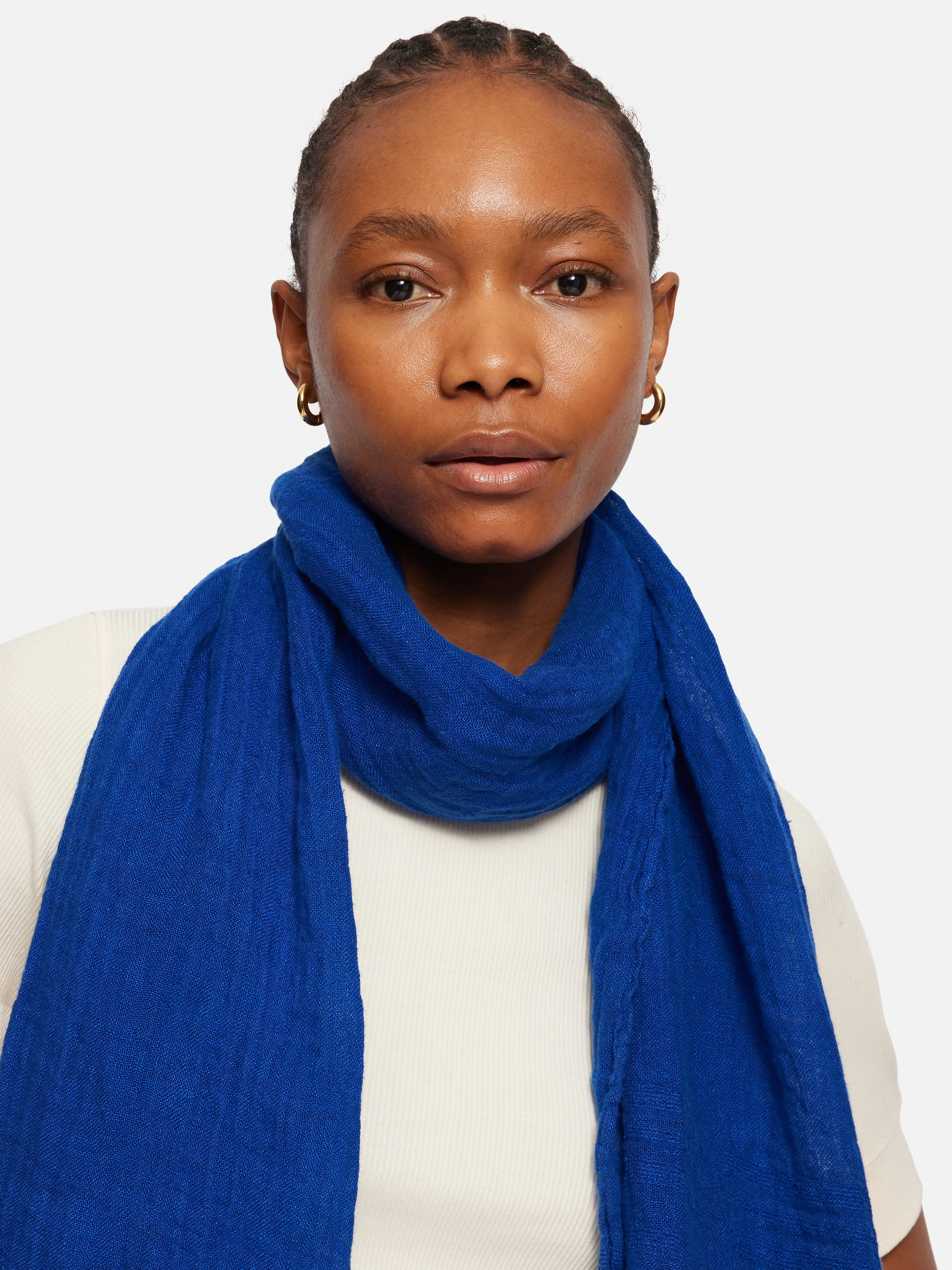 Linen Woven Scarf | Blue