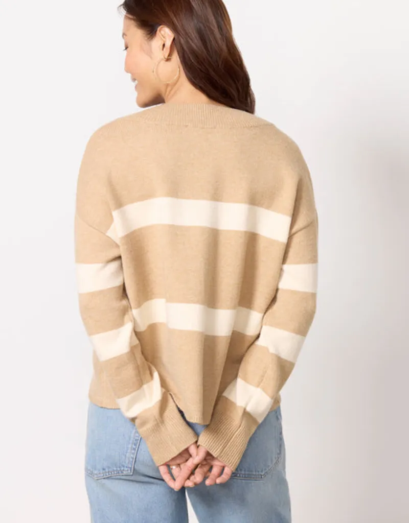 LNA Morjana Stripe Pullover - Camel Stripe