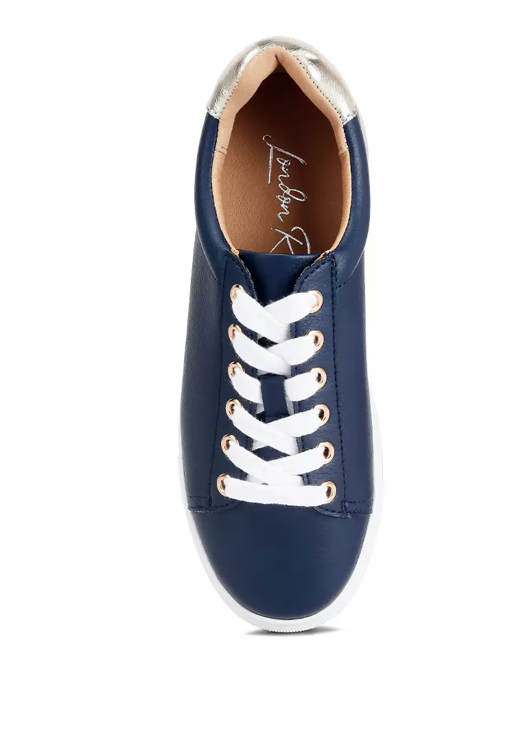 London Rag Navy/Gold Croc Back Panel Sneakers