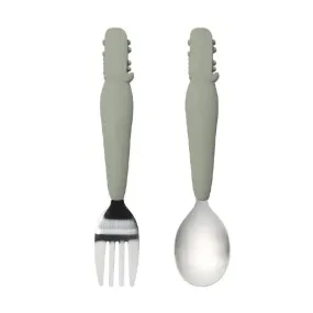 Loulou Lollipop - Toddler Spoon/Fork Set, Alligator/Sage