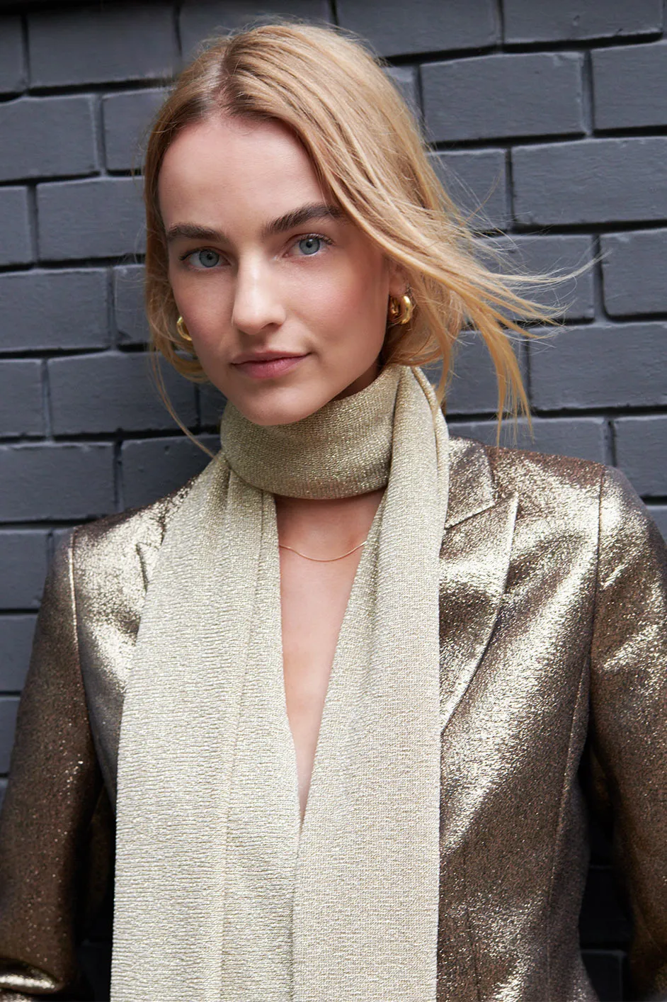 Maddie Metallic Scarf - Gold