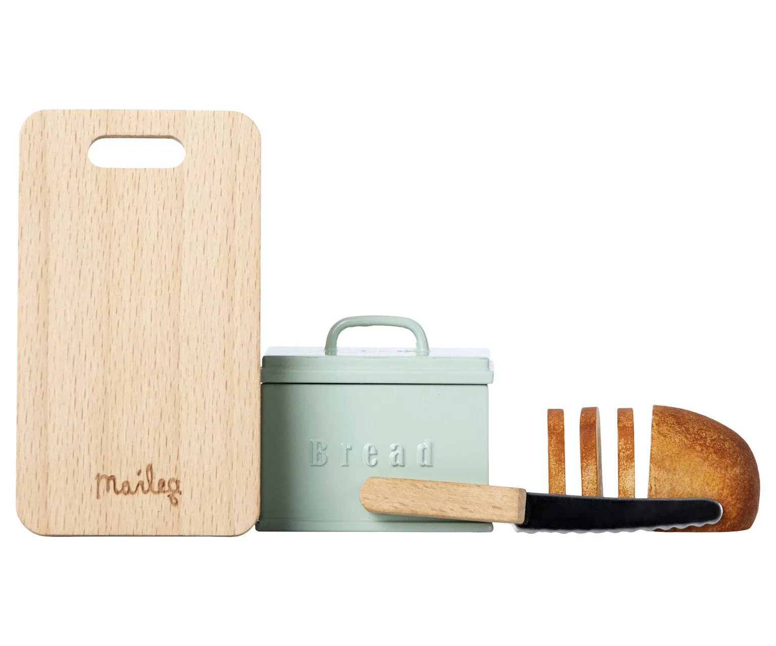 Maileg Miniature Bread Box with Cutting Board and Knife