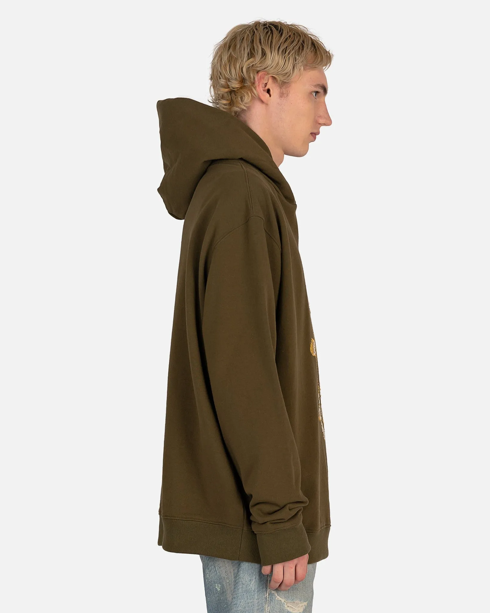 Maison Margiela Mushroom Embroidered Hoodie in Green