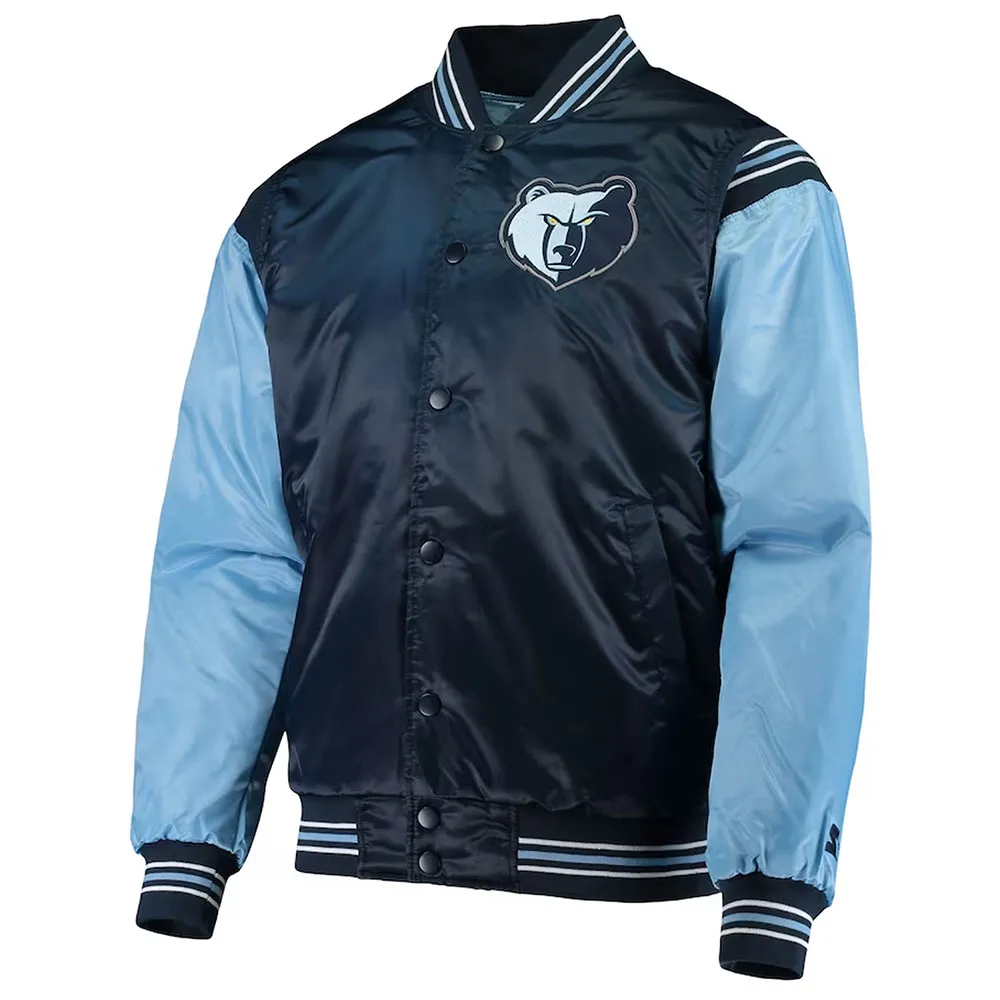 Memphis Grizzlies The Enforcer Varsity Navy/Light Blue Satin Jacket