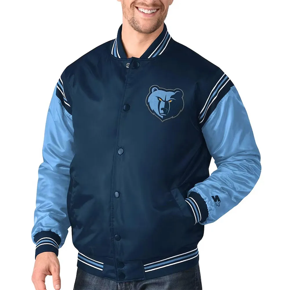 Memphis Grizzlies The Enforcer Varsity Navy/Light Blue Satin Jacket