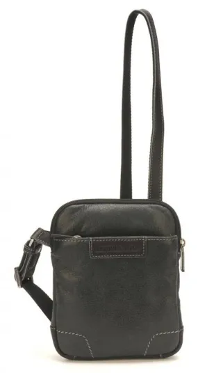 Men's black leather cross bag 2158-06