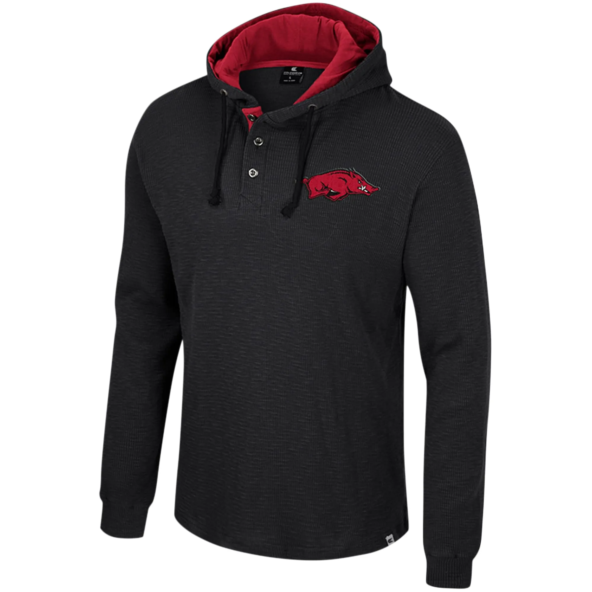 Men's Colosseum Black Arkansas Razorbacks Affirmative Thermal Hoodie Long Sleeve T-Shirt