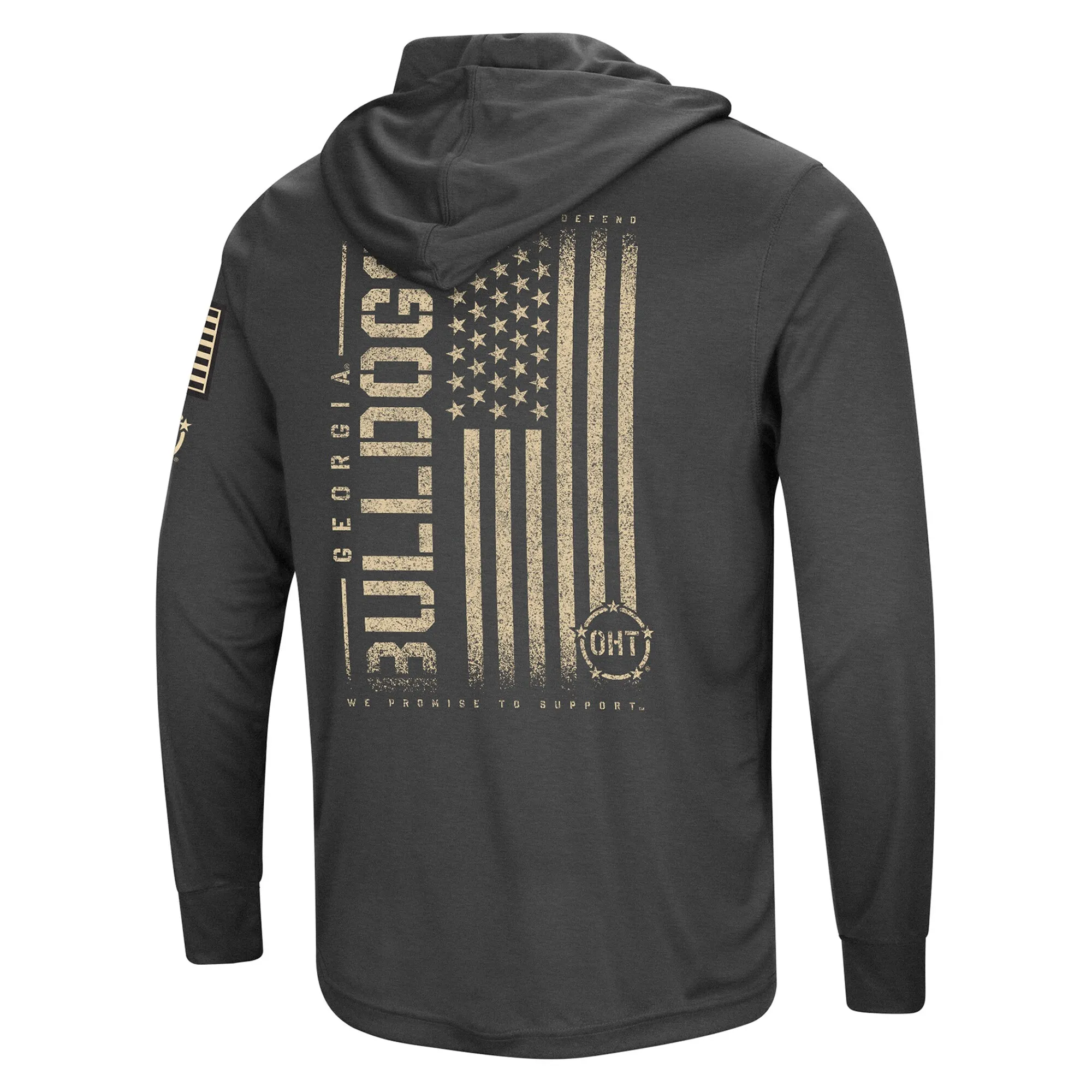 Men's Colosseum Heather Black Georgia Bulldogs Team OHT Military Appreciation Long Sleeve Hoodie T-Shirt