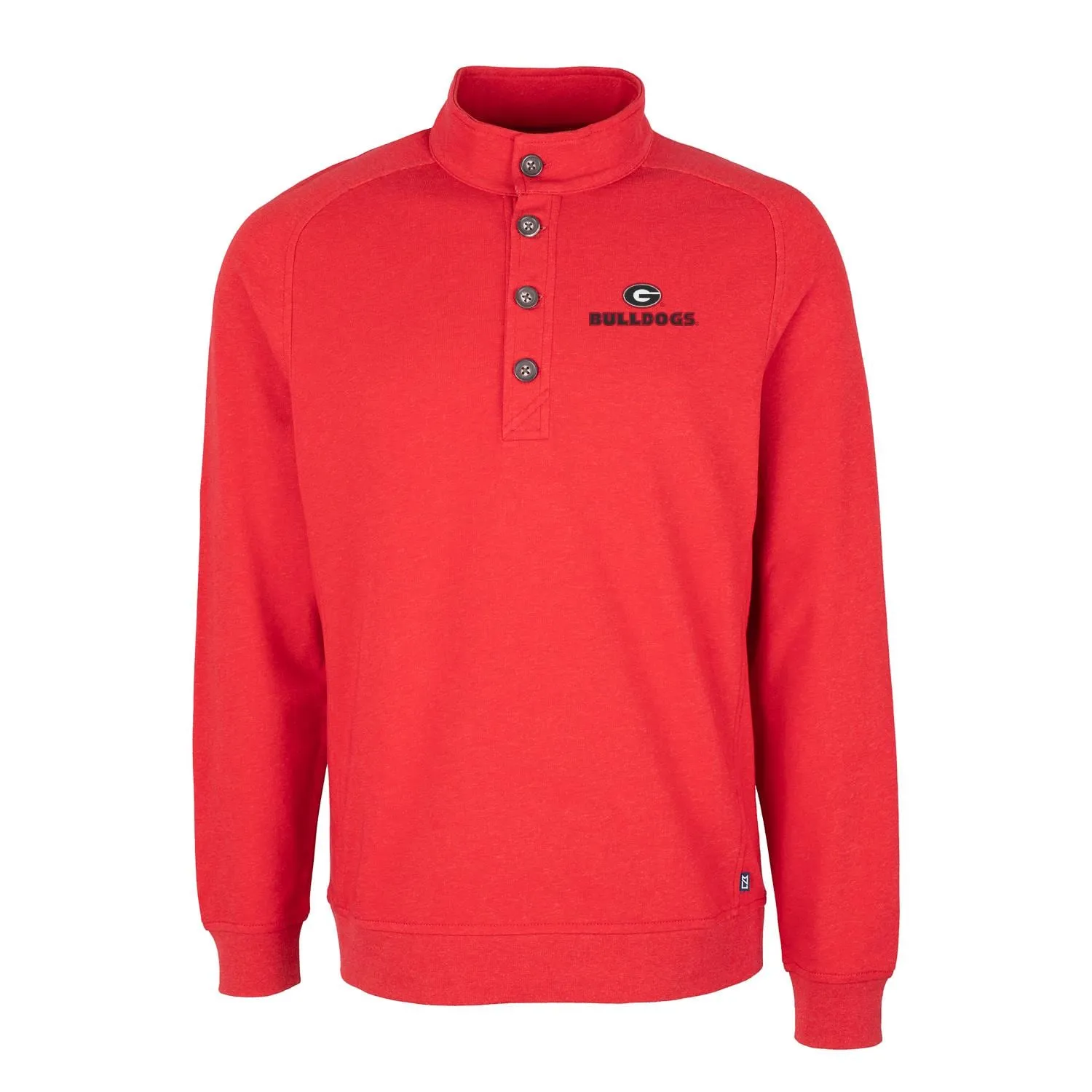 Men's Cutter & Buck Red Georgia Bulldogs Saturday Mock Pullover Sweatshirt