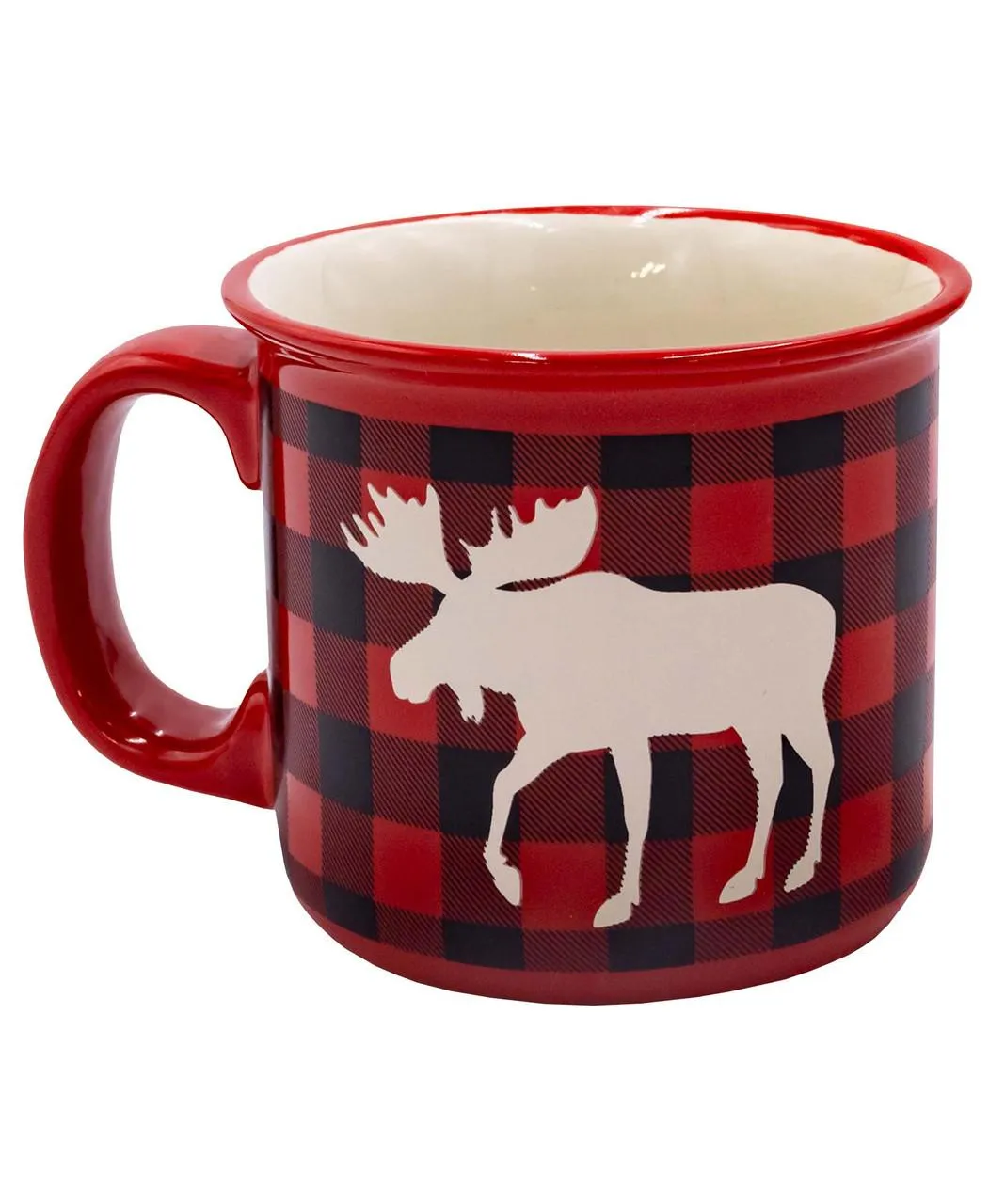 Moose Plaid Red Ceramic Mug