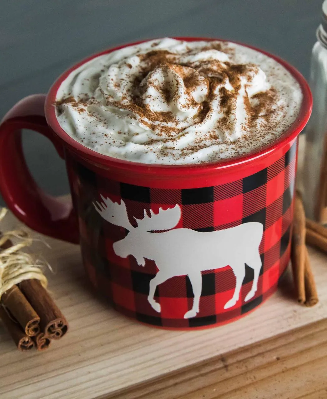 Moose Plaid Red Ceramic Mug