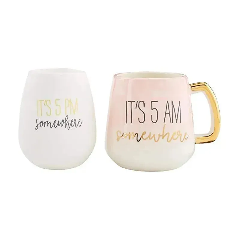 Mud Pie Mom Coffee Mug & Wine Glass Set