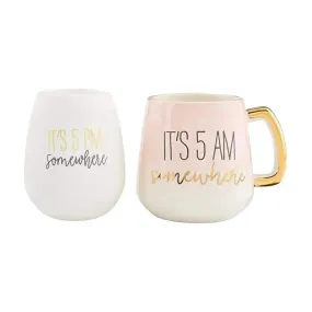 Mud Pie Mom Coffee Mug & Wine Glass Set