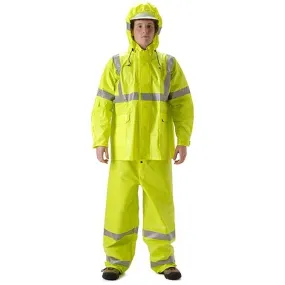 NASCO FR Class 3 Hi Vis ArcLite Nomex Rain Jacket with Made in USA Bib Trouser Set 1500-SET