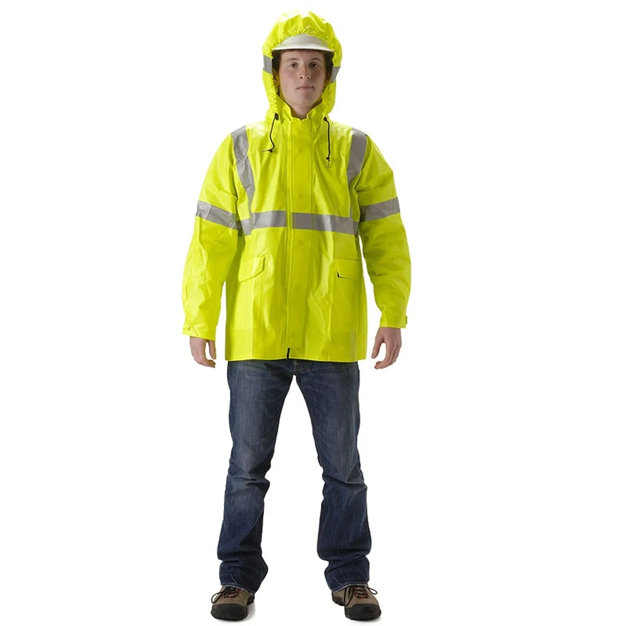 NASCO FR Class 3 Hi Vis ArcLite Nomex Rain Jacket with Made in USA Bib Trouser Set 1500-SET