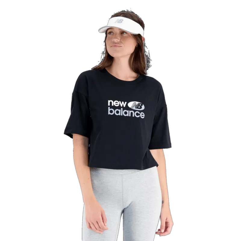 New Balance Women's Essentials Reimagined Dual Colored Cotton Jersey Boxy T-Shirt