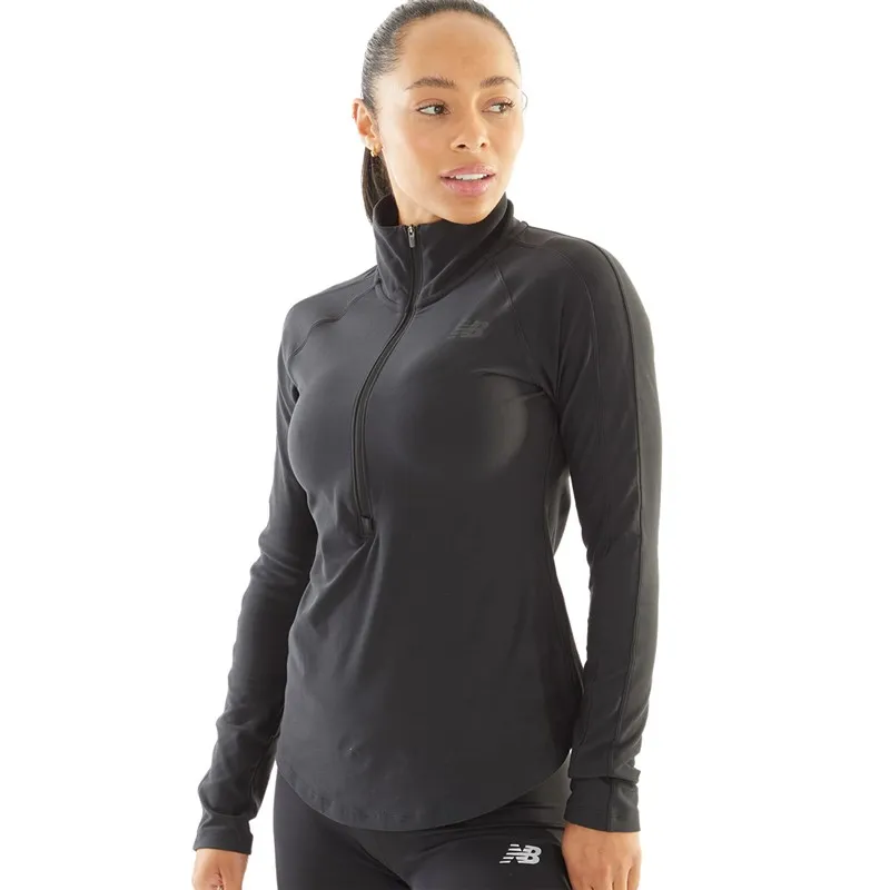 New Balance Womens Sport Spacedye 1/2 Zip Top Black