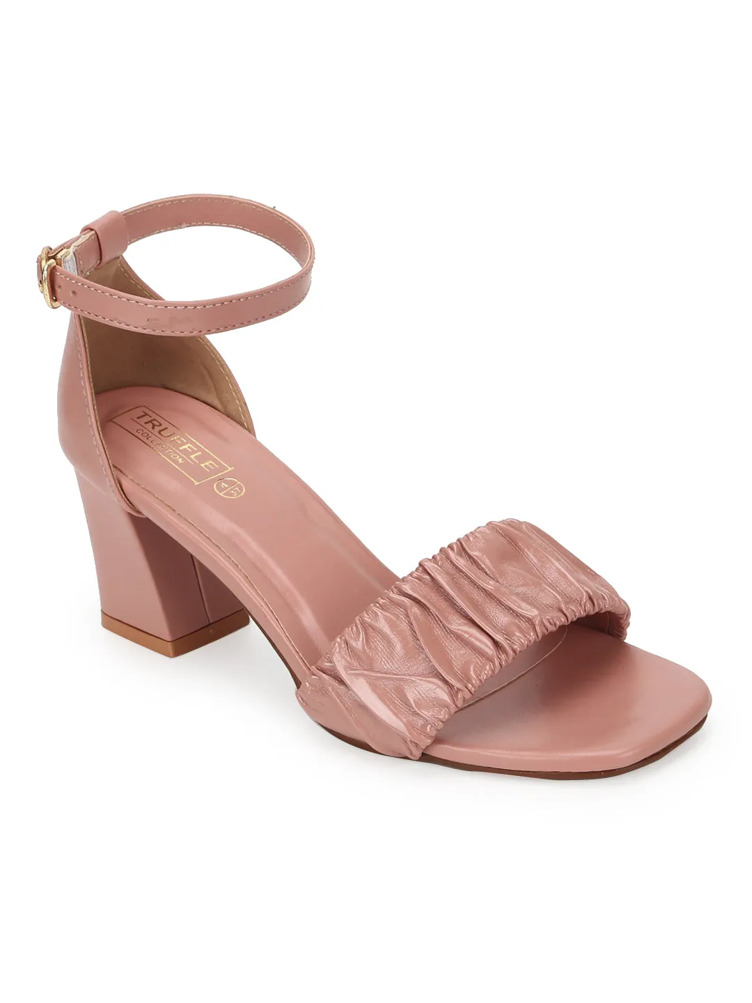 Nude PU Wrinkled Strap Block Heel Sandals (TC-SLC-R-517-NUD)