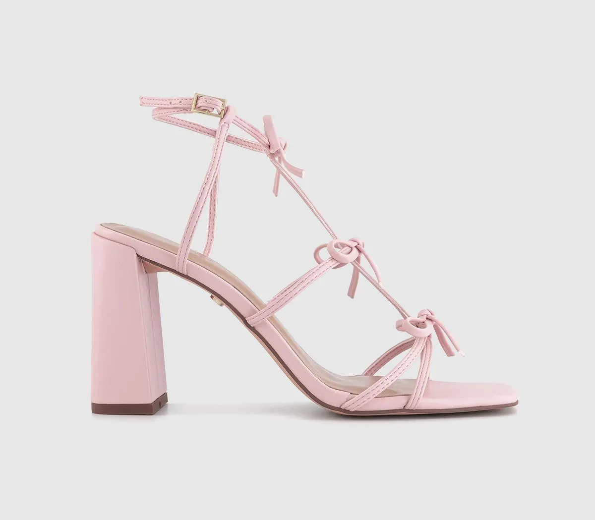 OFFICE Henley Bow Detail Block Heel Sandals Pale Pink