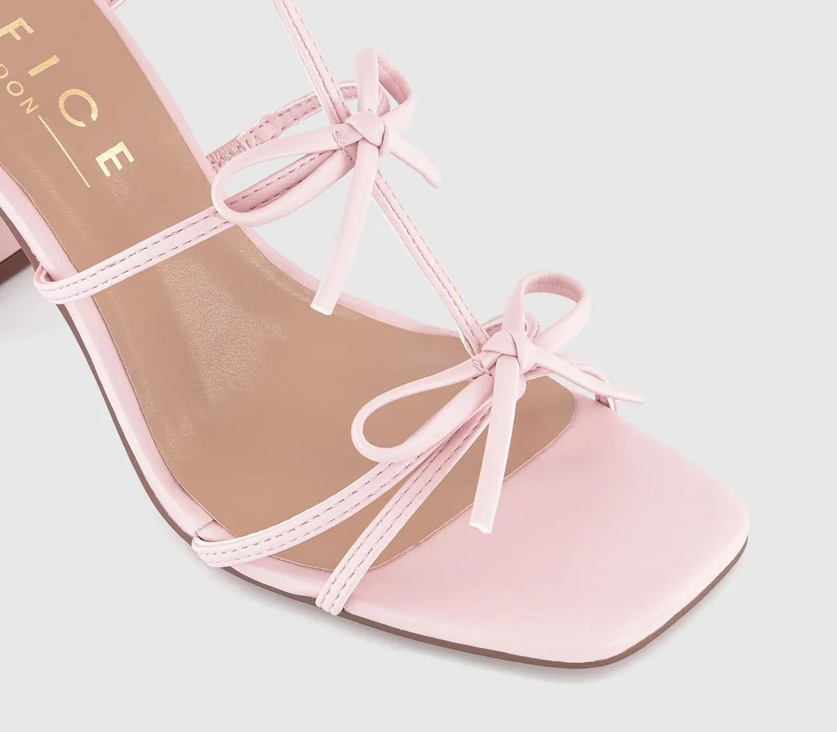 OFFICE Henley Bow Detail Block Heel Sandals Pale Pink