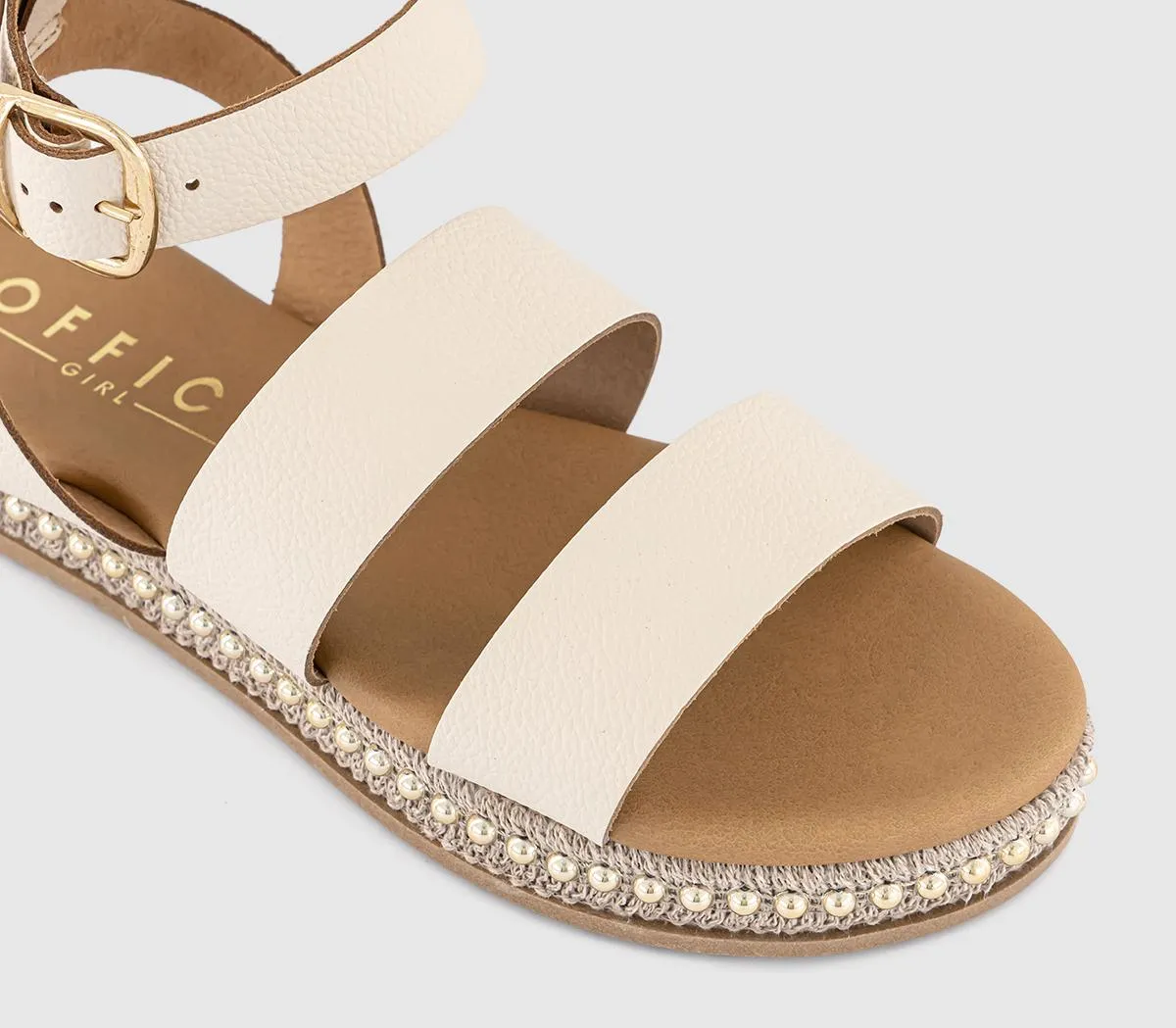 OFFICE Sierra Beaded Multi Strap Sandals Cream Leather