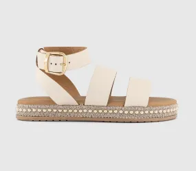 OFFICE Sierra Beaded Multi Strap Sandals Cream Leather