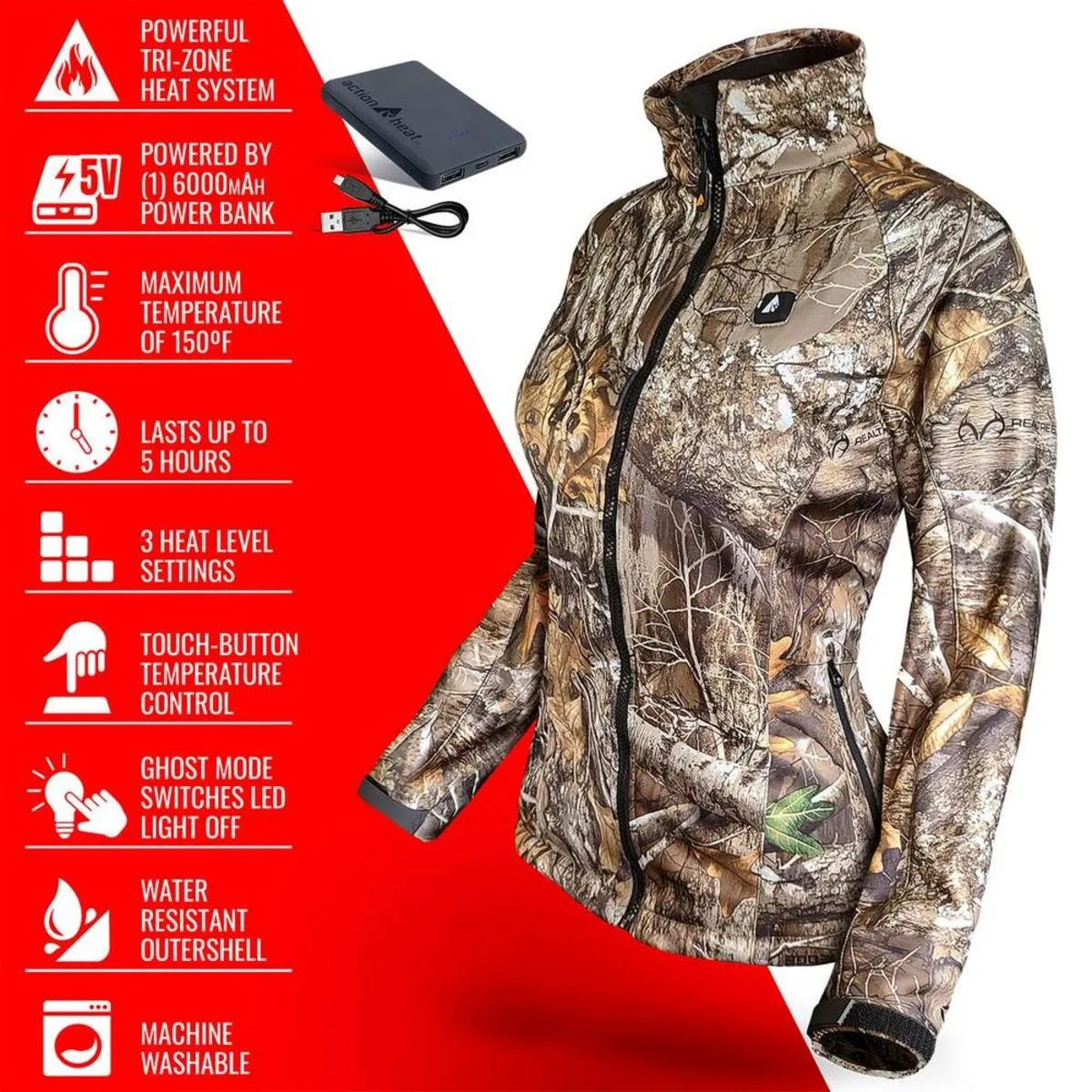 Open Box ActionHeat 5V Women's Battery Heated Hunting Jacket