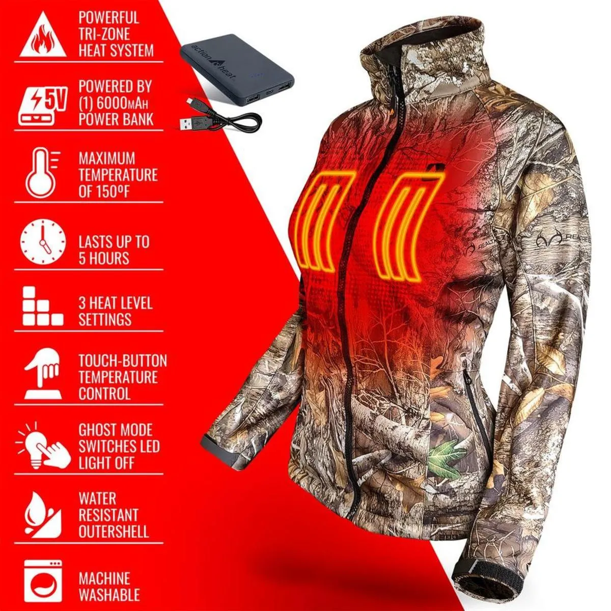 Open Box ActionHeat 5V Women's Battery Heated Hunting Jacket