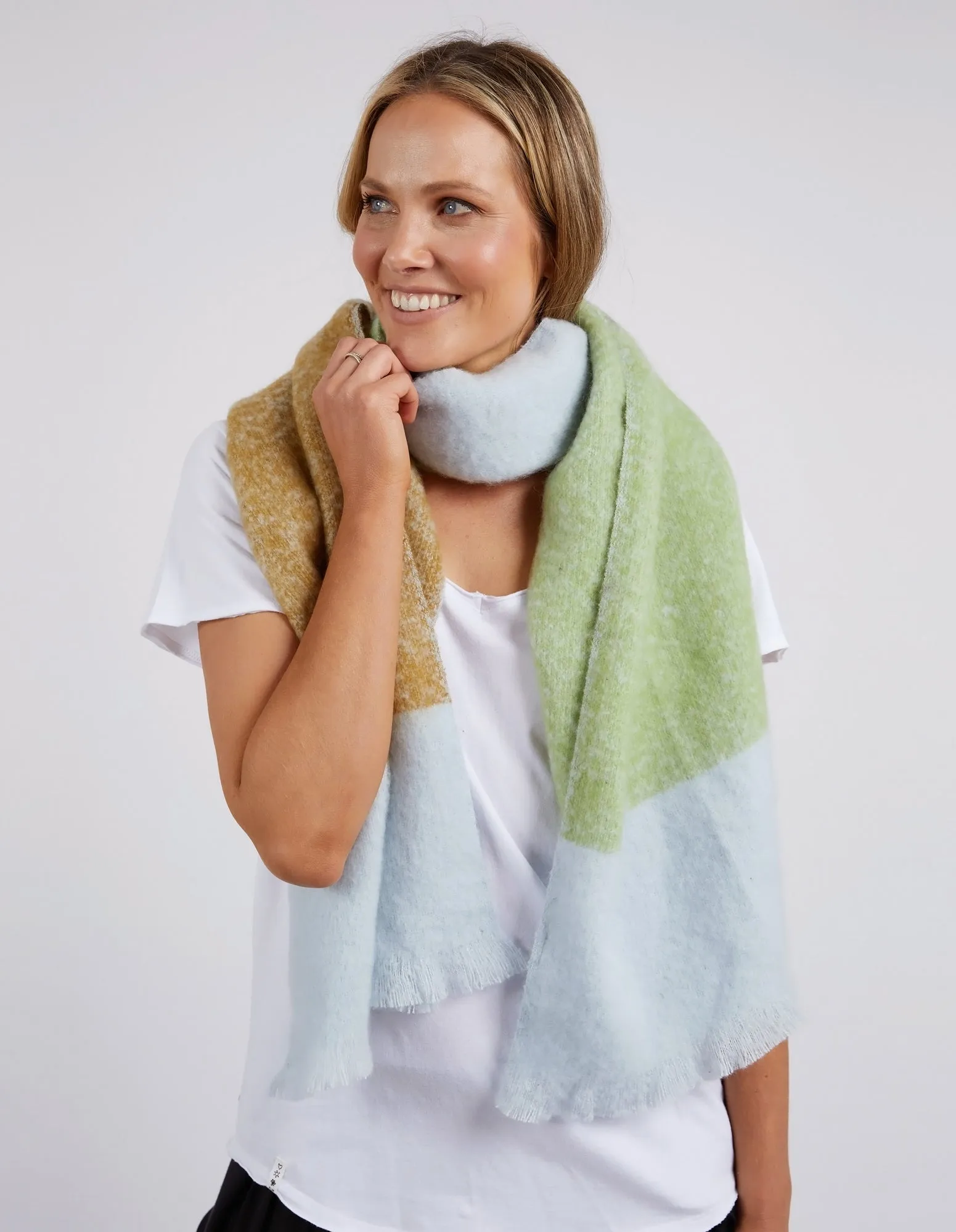 Pasture Scarf Green, Grey & Cream