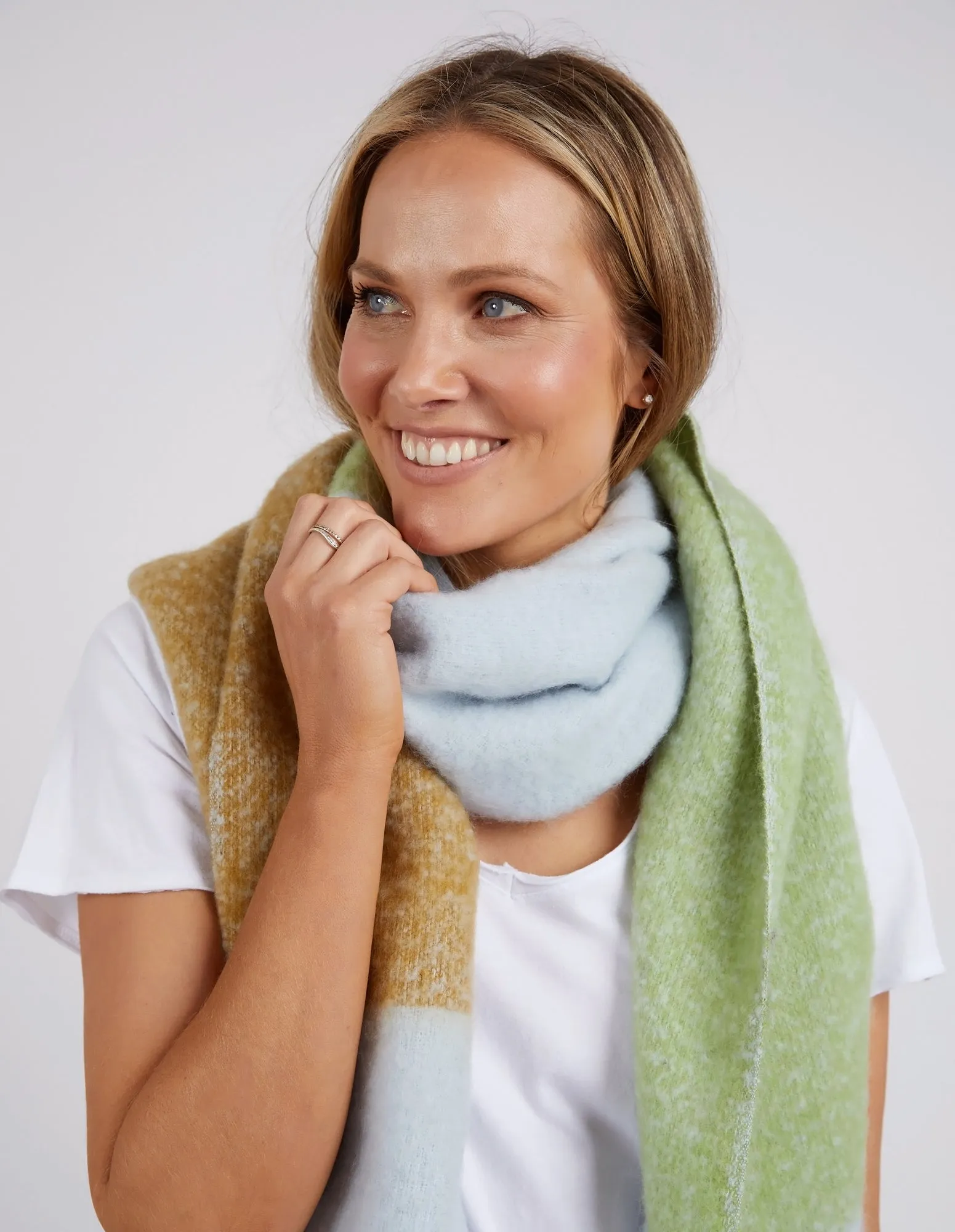 Pasture Scarf Green, Grey & Cream