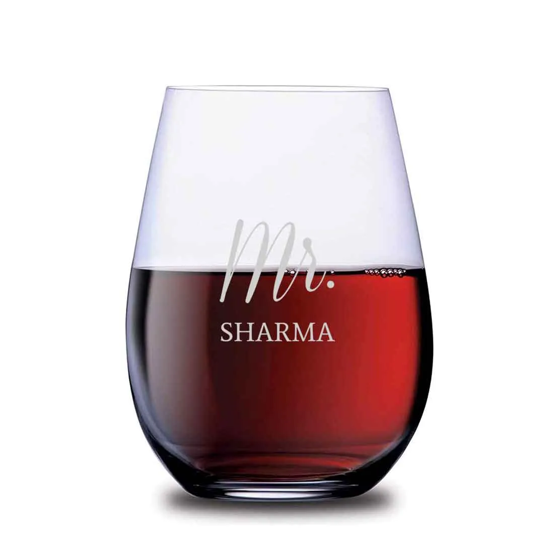 Personalized Wine Glass for Couple with Name Engraved on Stemless Cocktail Glass 400 ML Set of 2