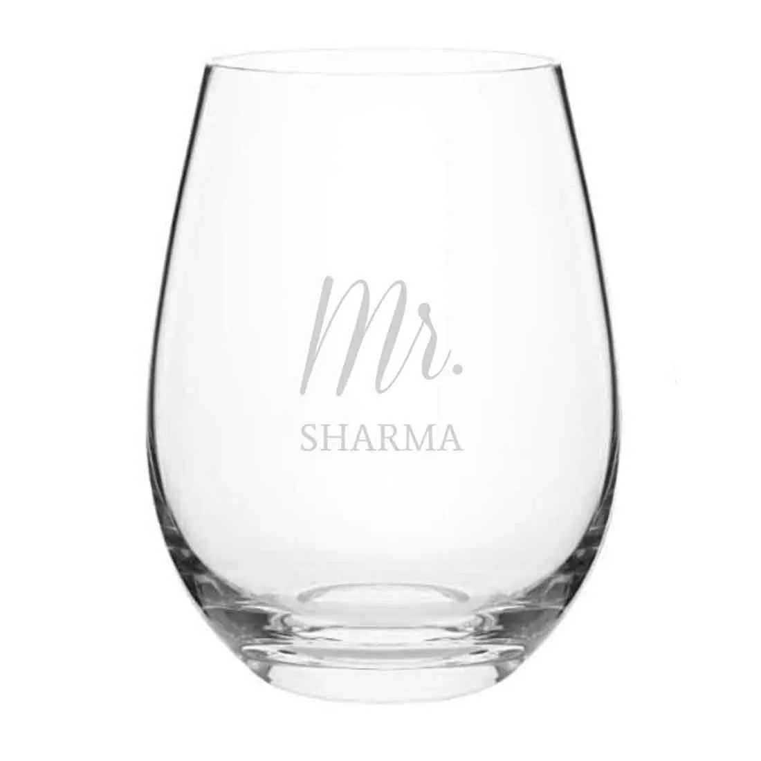 Personalized Wine Glass for Couple with Name Engraved on Stemless Cocktail Glass 400 ML Set of 2