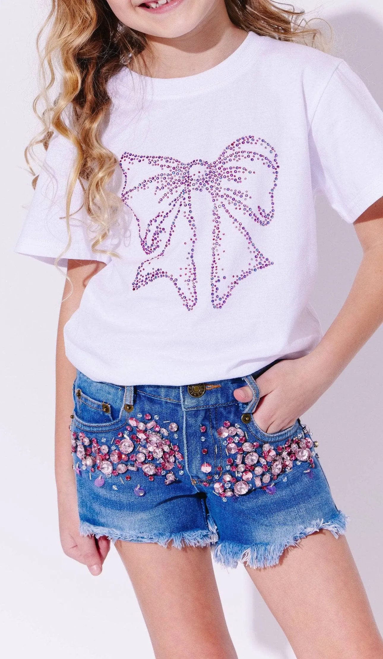 Pink Crystal Denim Short