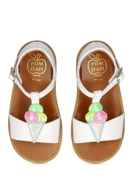 Pom D'api   Ice cream leather sandals w/ glitter 