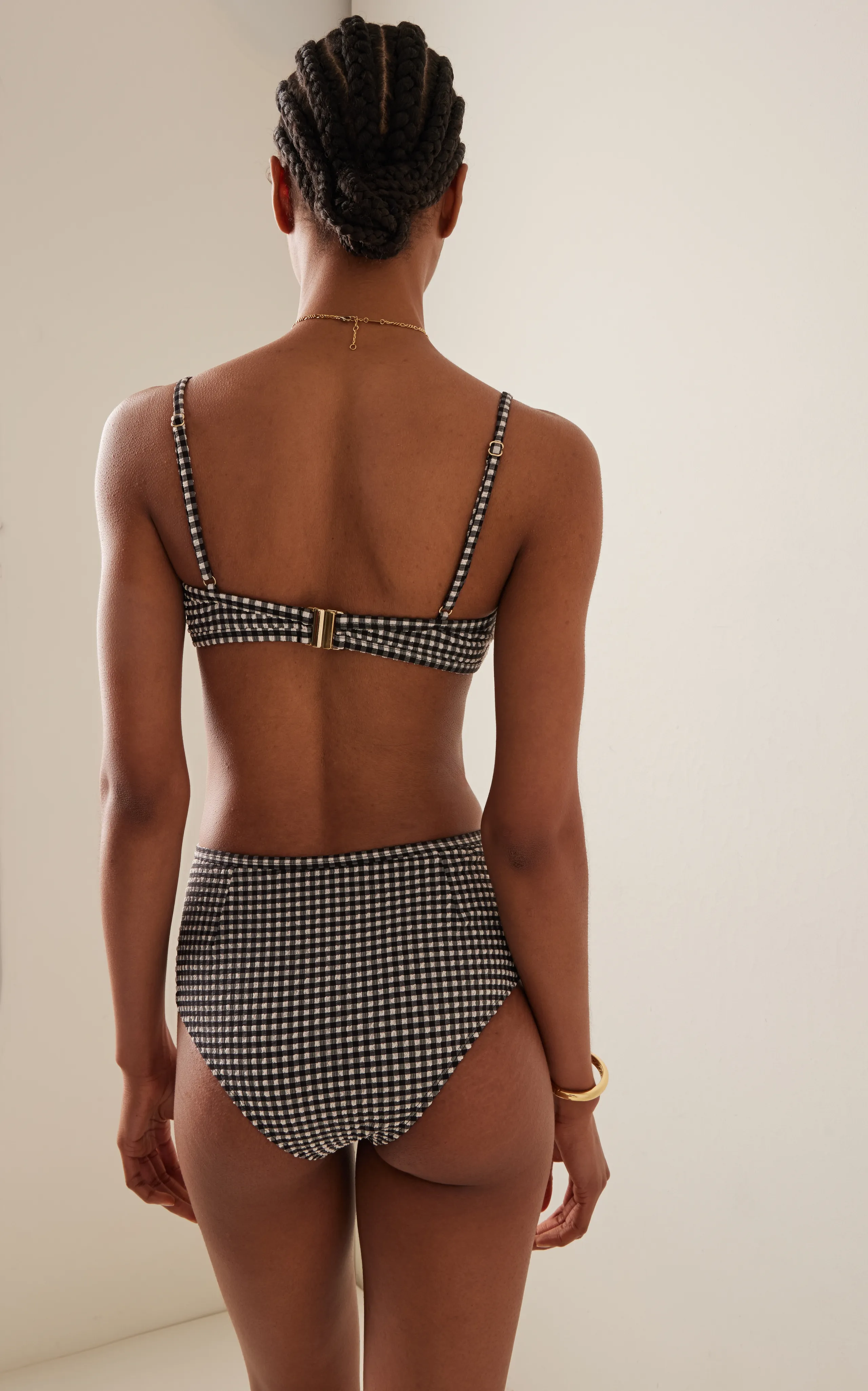 Posse Piper High-Waisted Gingham Bikini Bottom