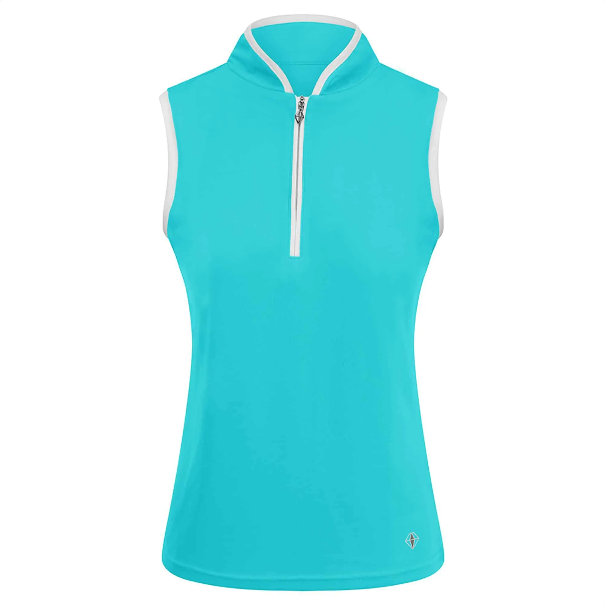 Pure Golf Bloom Ladies Sleeveless Golf Polo Shirt Ocean Blue