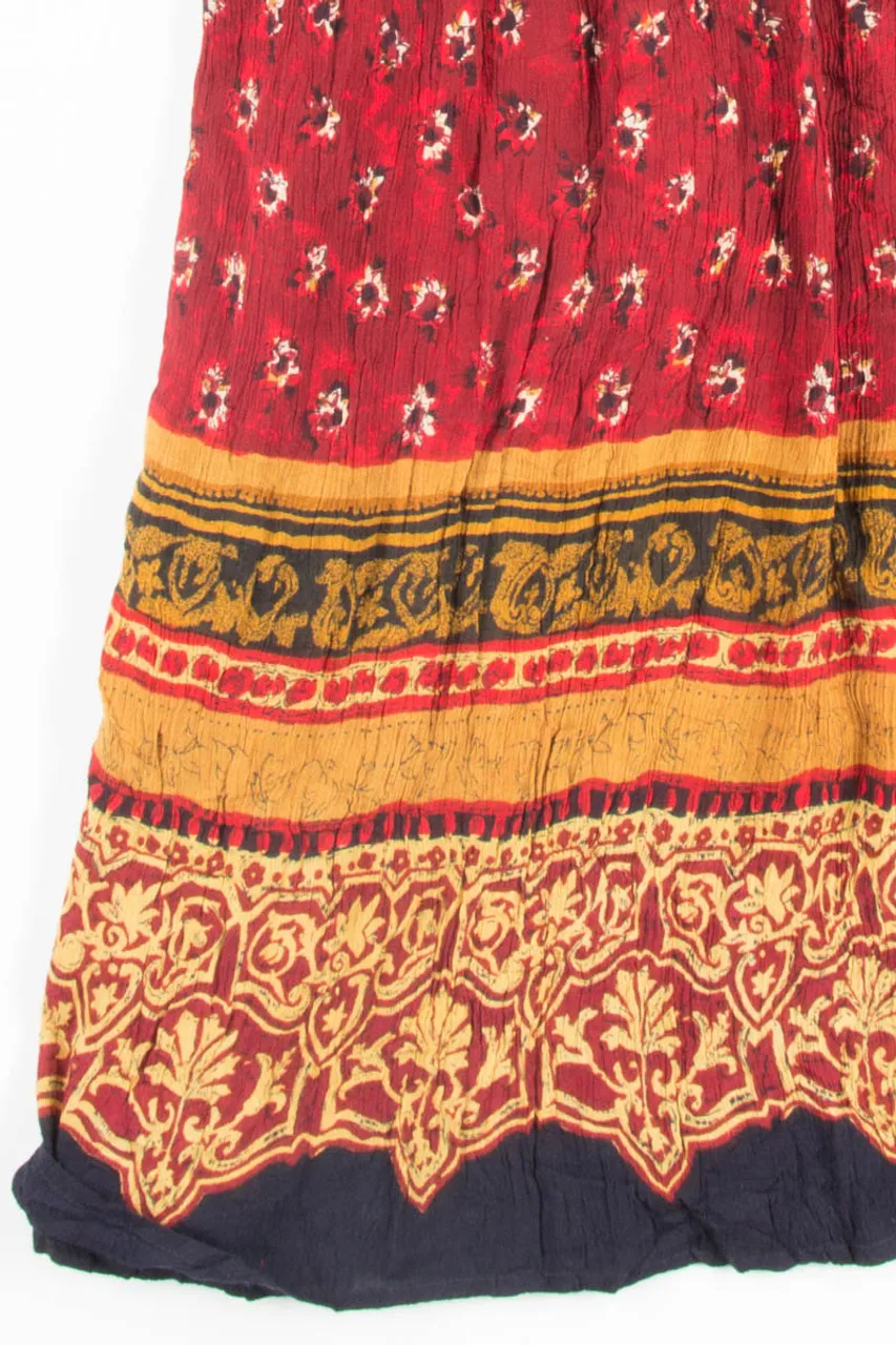 Red Floral Hippie Skirt