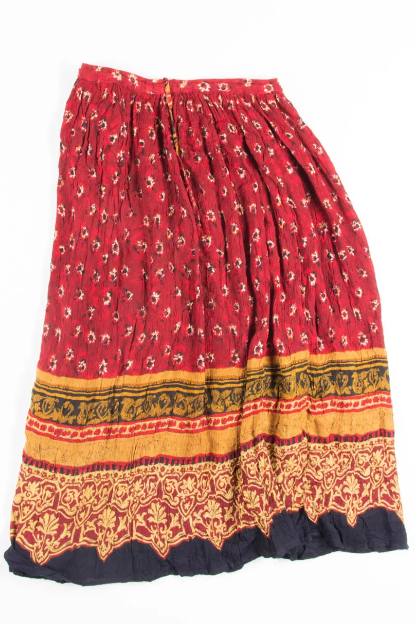 Red Floral Hippie Skirt