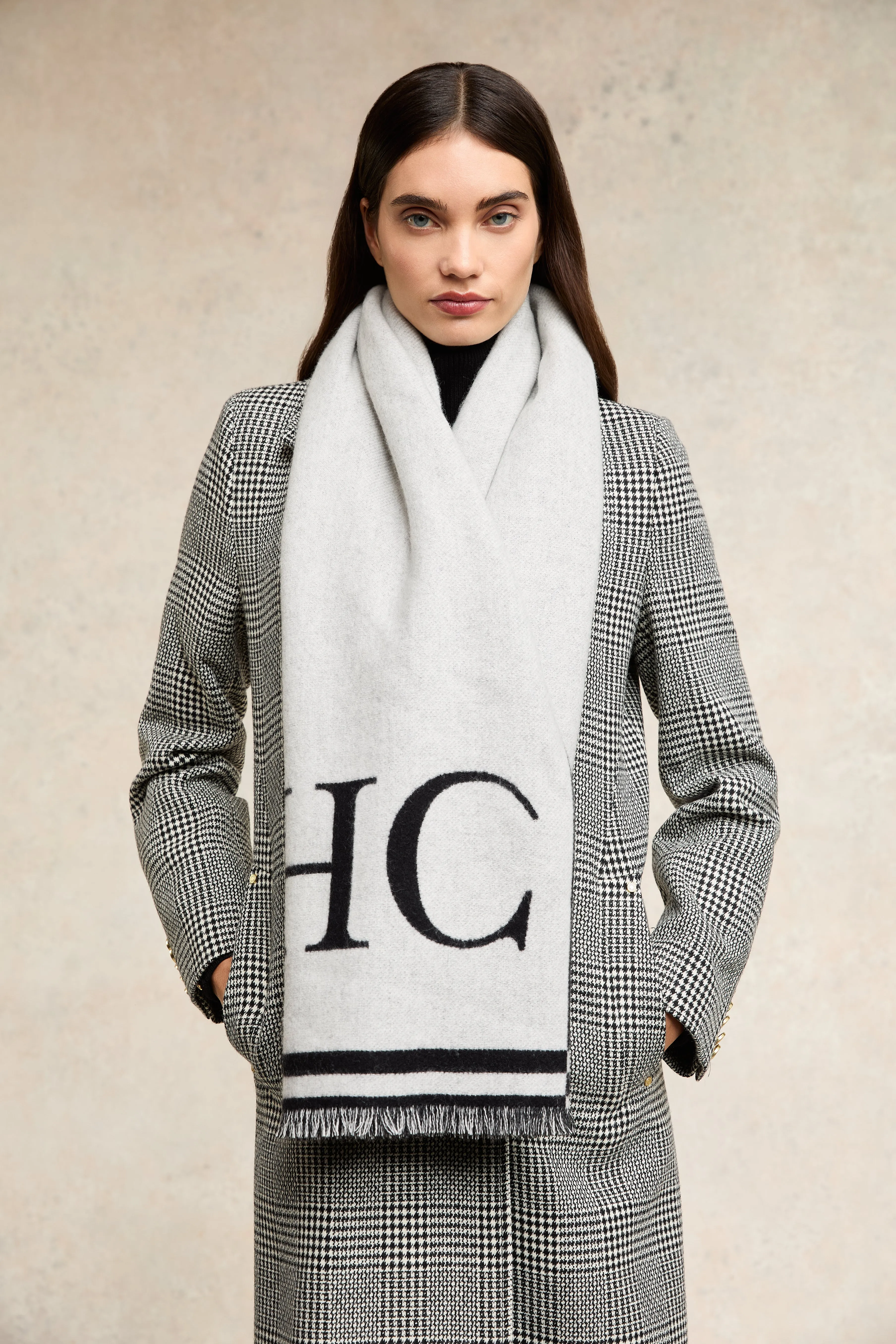 Regency Monogram Scarf (Black White)