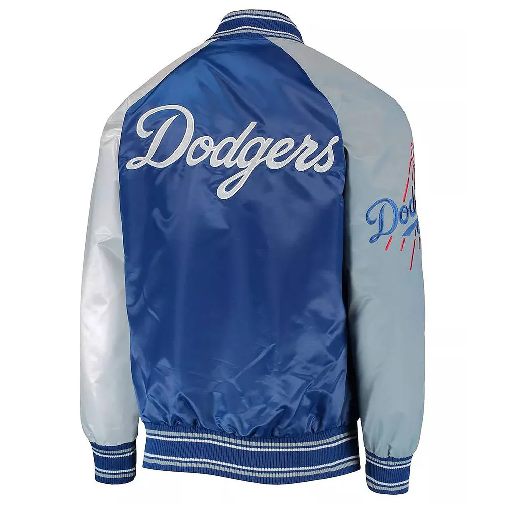 Reliever LA Dodgers Royal Blue, Gray and White Satin Jacket