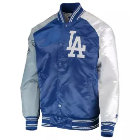 Reliever LA Dodgers Royal Blue, Gray and White Satin Jacket