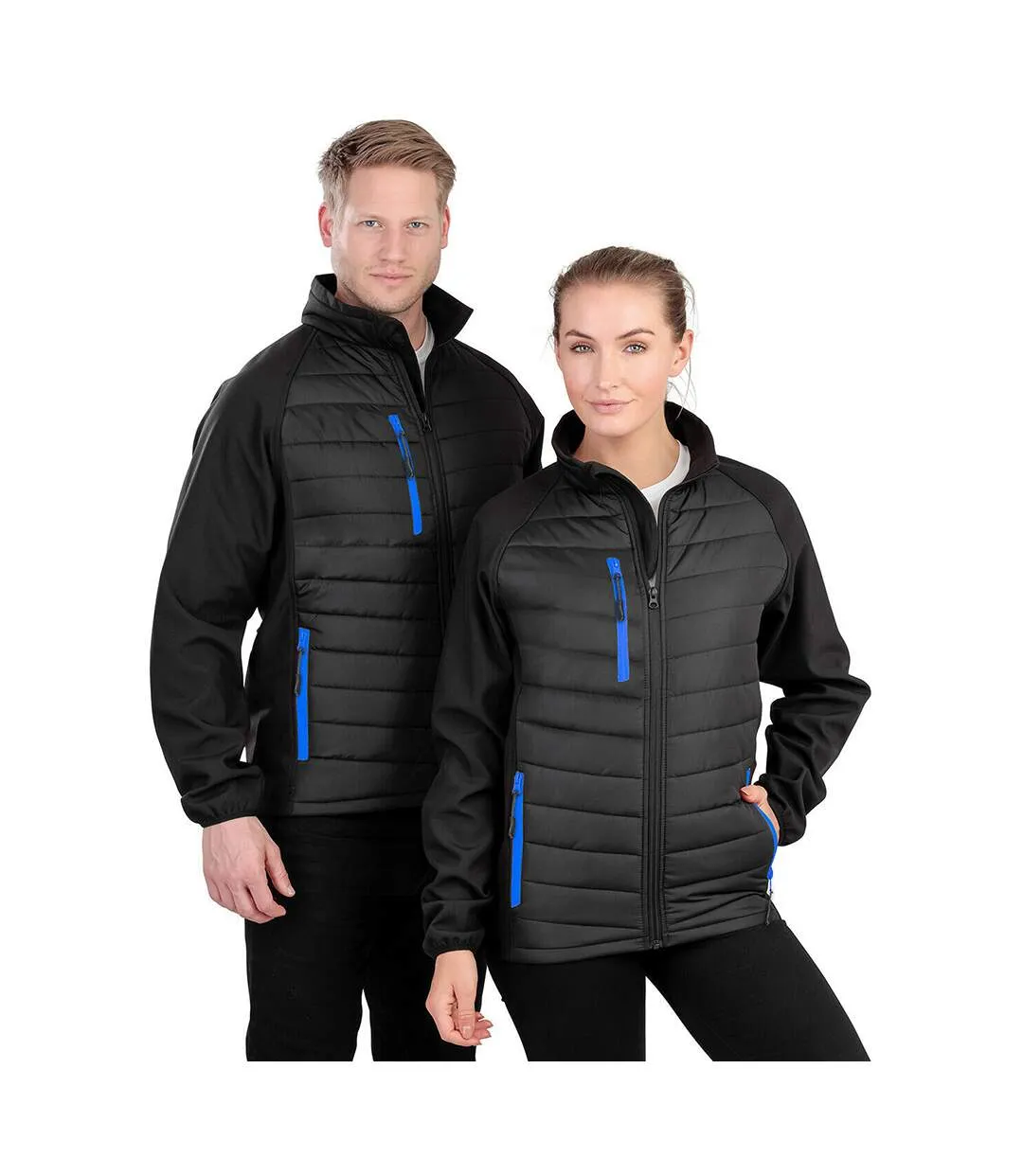 Result Mens Black Compass Padded Soft Shell Jacket (Black/Royal) - UTPC3326