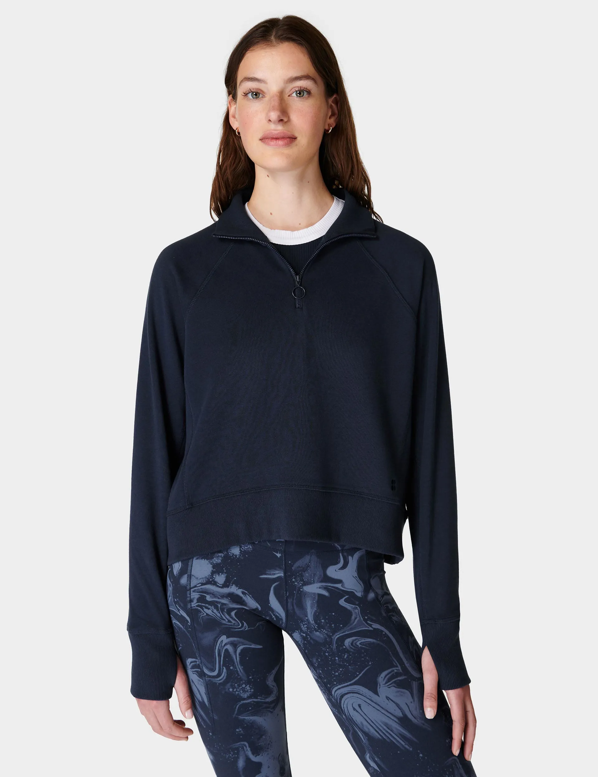 Revive Rib Half Zip Pullover - Navy Blue