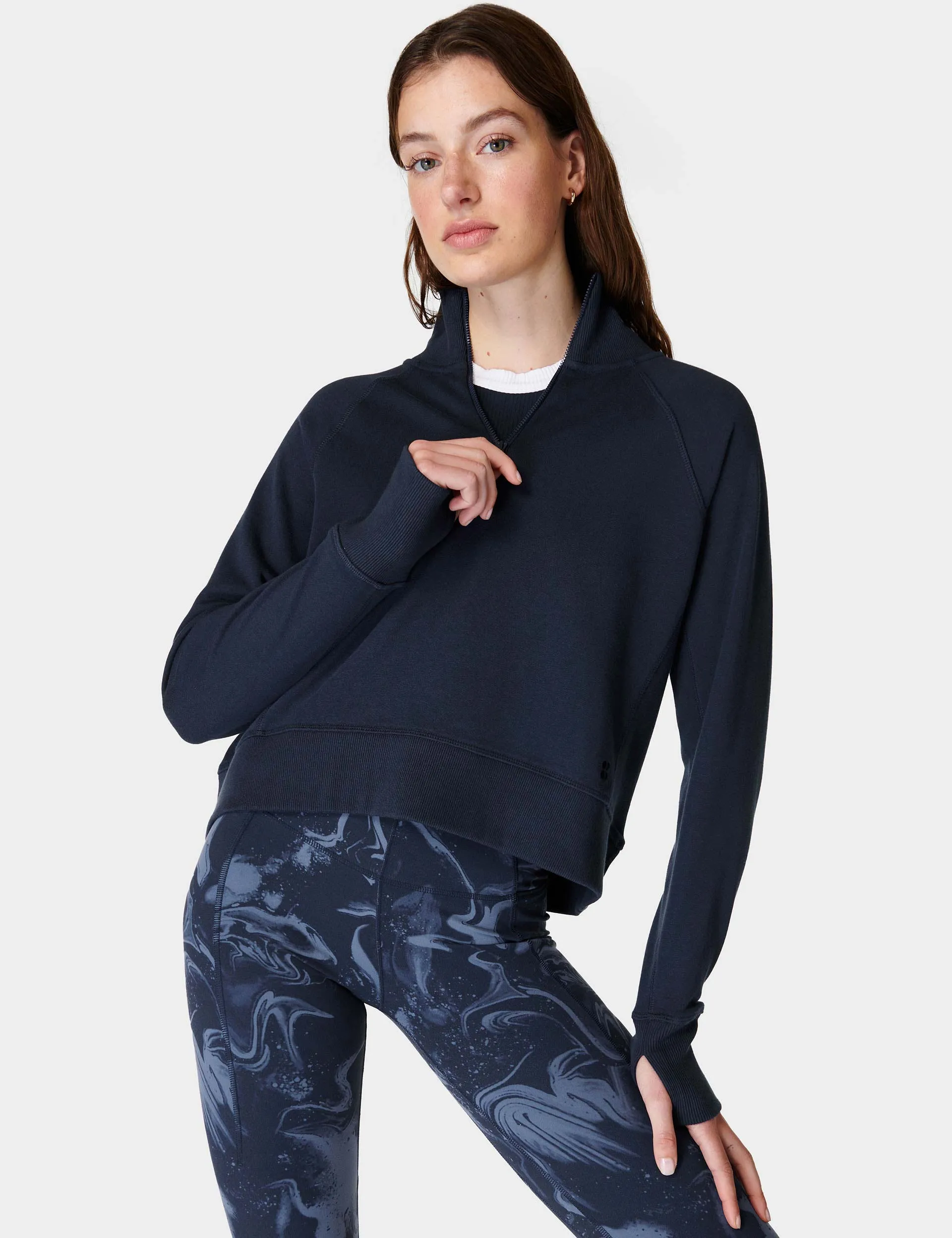 Revive Rib Half Zip Pullover - Navy Blue