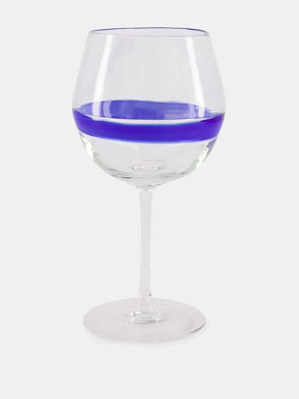 Royal Blue Stripe Design Wine Glass