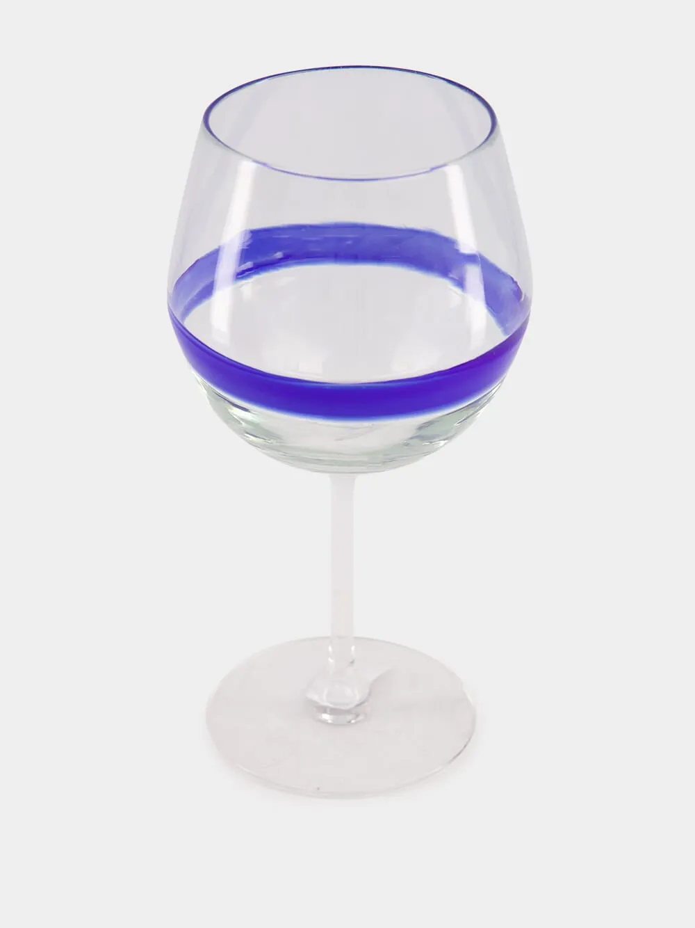 Royal Blue Stripe Design Wine Glass