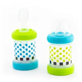 Sassy - Baby Food Nurser, 4+ Months Set of 2, 100% Silicone Nipple and Spoon BPA-Free