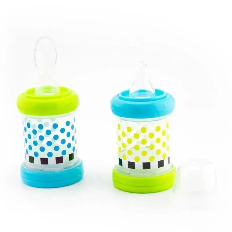 Sassy - Baby Food Nurser, 4+ Months Set of 2, 100% Silicone Nipple and Spoon BPA-Free