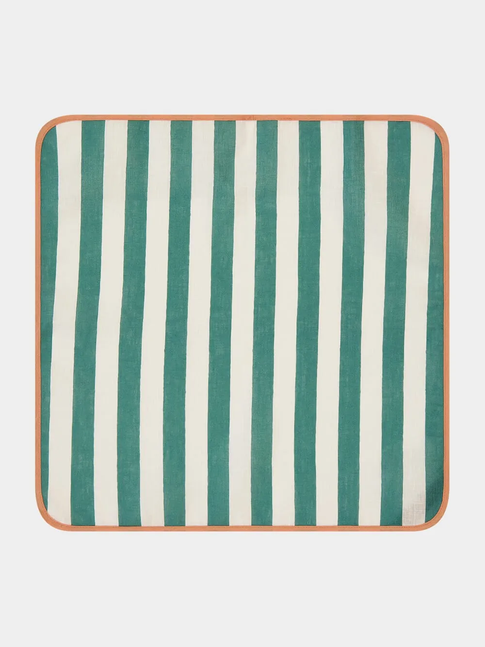 Set of 2 Green Striped Italian Linen Napkins