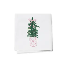 ----------Set of 4 Chinoserie Holiday Tree Cocktail Napkins---------